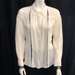 NWT Rachel Roy 100% silk lace ivory blouse M